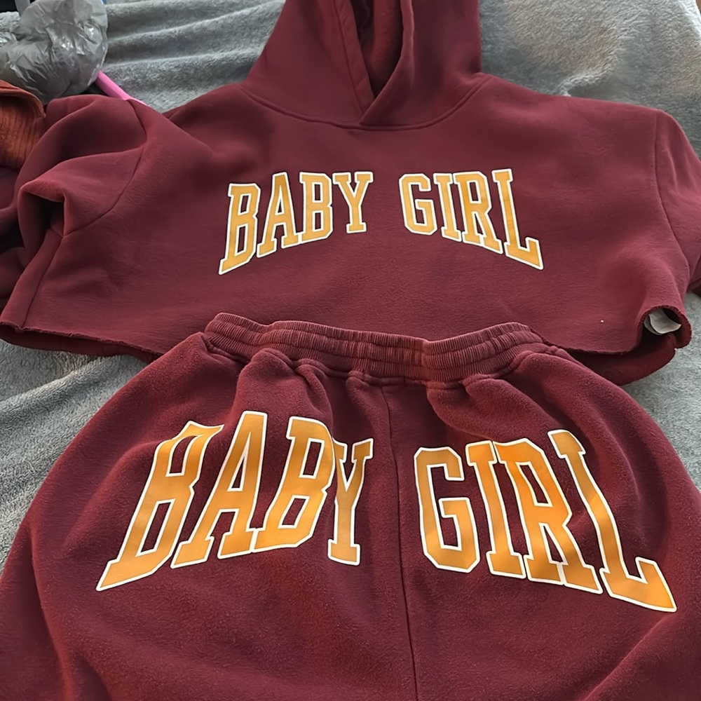 Fashion Nova ‘Baby Girl’ Set Burgundy Color